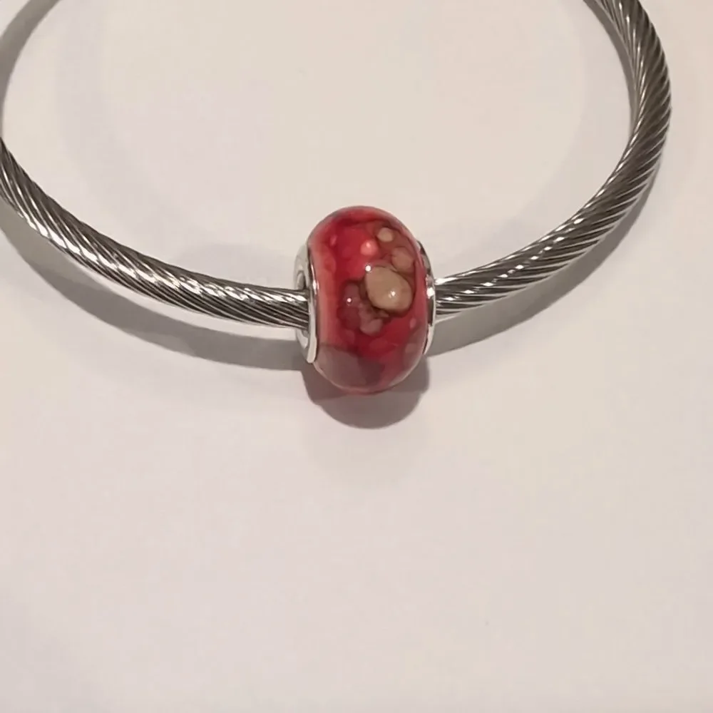 Silver Red Watercolor Charm for Pandora Style Bracelet‎